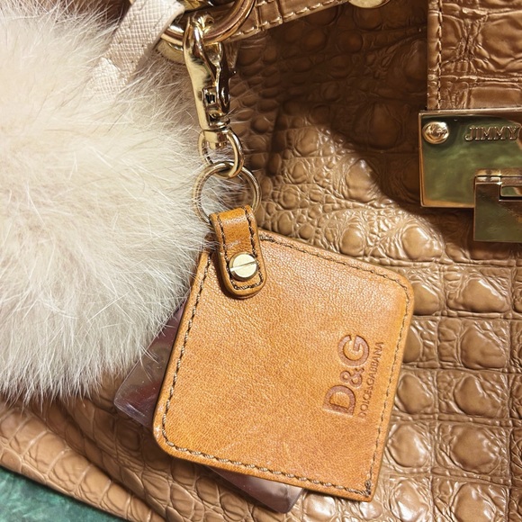 Authentic Dolce & Gabbana Camel Leather Belissima Mirror Bag Charm - Picture 11 of 12